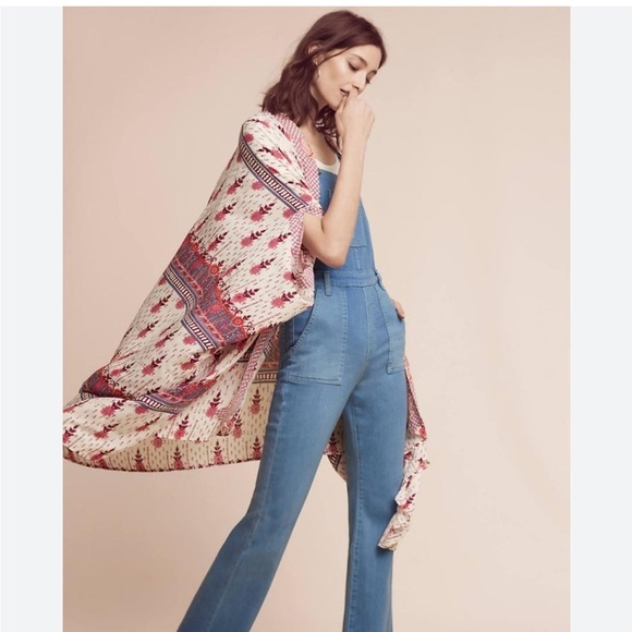 Anthropologie Tops - Anthropologie Lilka floral long length lightweight kimono boho cardigan